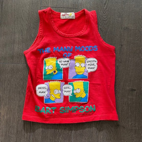 vintage 1992 bart simpson kids tank top label size 6 - Picture 1 of 9